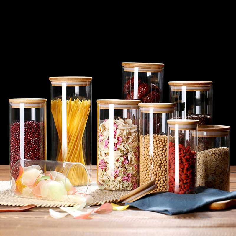 Coffee Tea Bean Leaf - Glass Food Storage Jars with Airtight