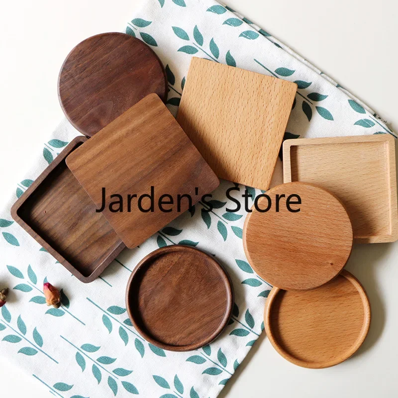 Coffee Tea Japan - 1PC Wood Coasters Walnut Beech Circular