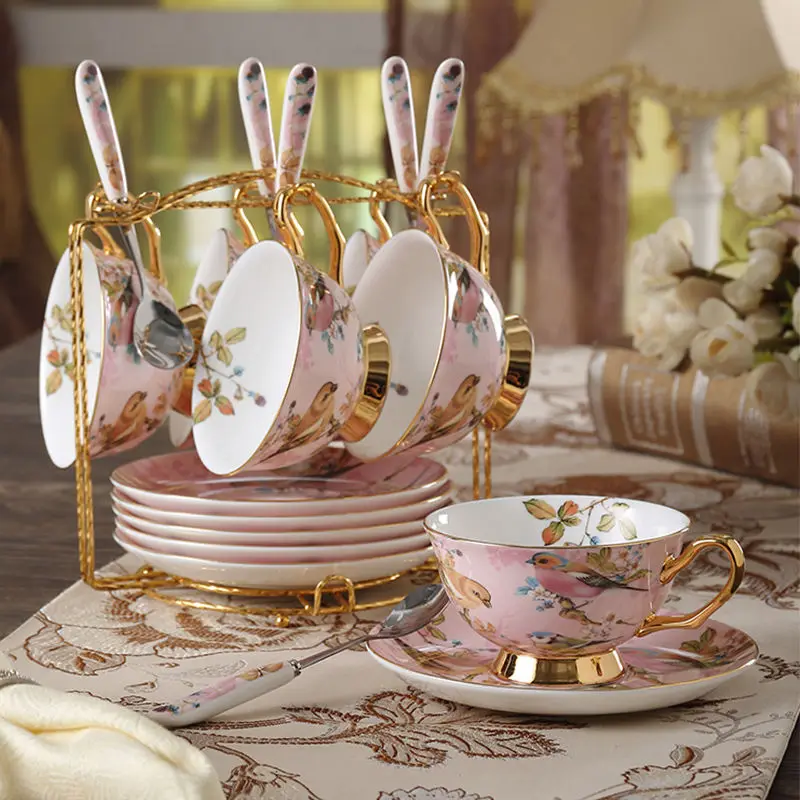 Coffee Tea Creamer - Bone china Coffee Cup Set Pink