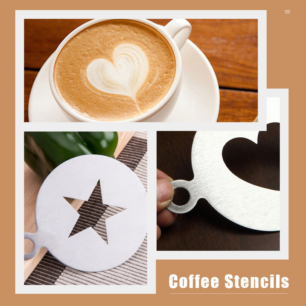 2Pcs Stainless Steel Coffee St - Coffee Stencil Art 评论和价格