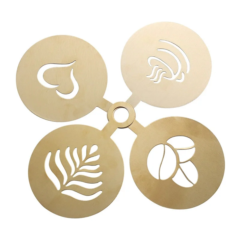 4pcs Golden Stainless Steel Co - Coffee Stencil Art 评论和价格