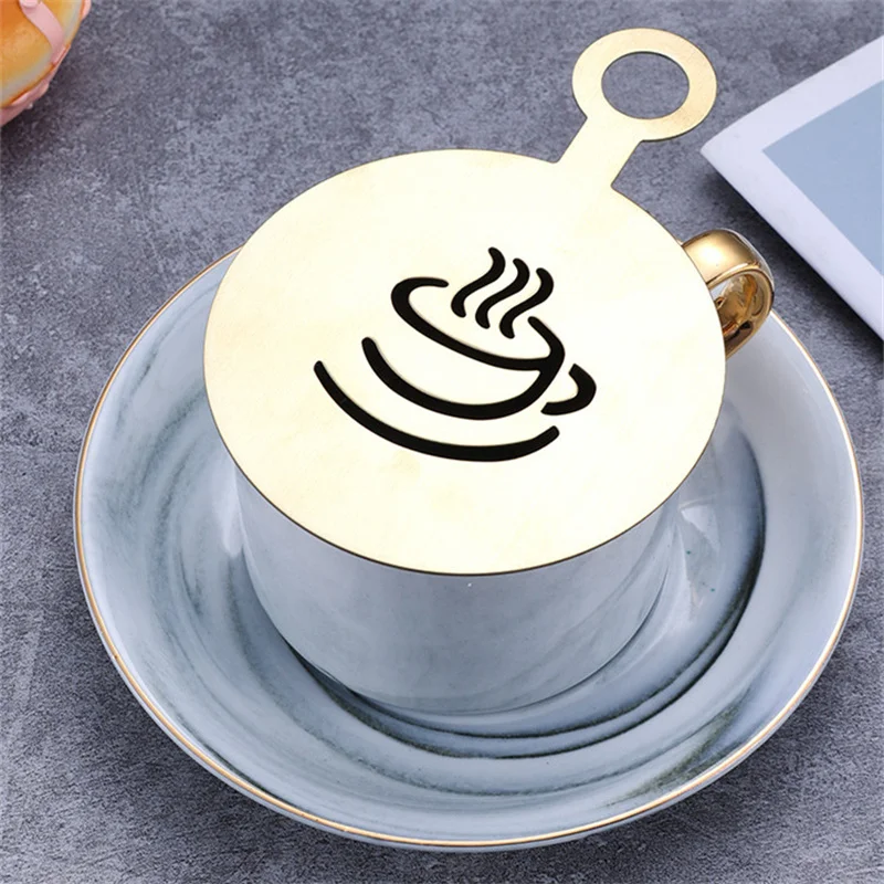 4pcs Golden Stainless Steel Co - Coffee Stencil Art 评论和价格