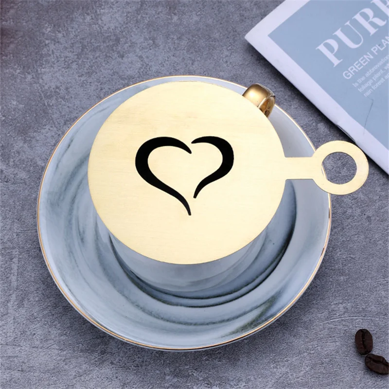 4pcs Golden Stainless Steel Co - Coffee Stencil Art 评论和价格