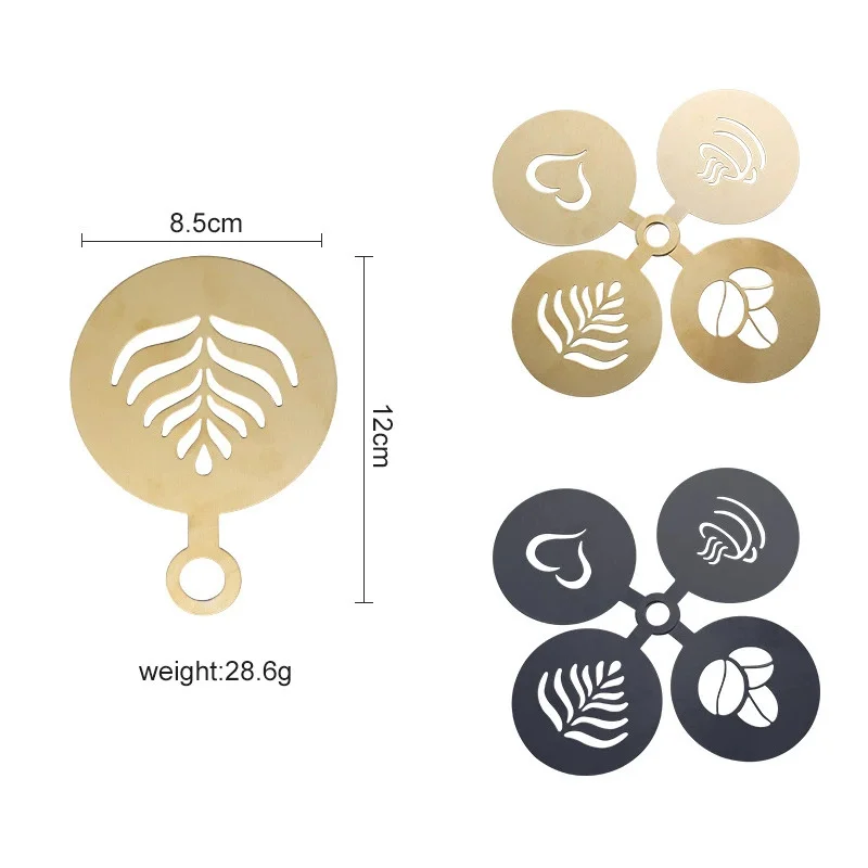 4pcs Golden Stainless Steel Co - Coffee Stencil Art 评论和价格