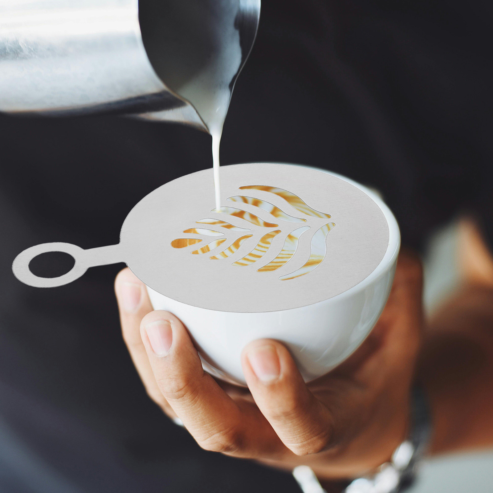 4Pcs Stainless Steel Latte Art - Coffee Stencil Art 评论和价格