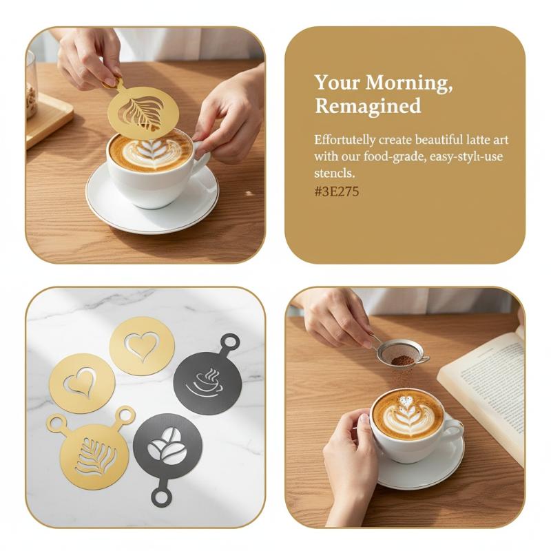 4Pcs Stainless Steel Coffee St - Coffee Stencil Art 评论和价格