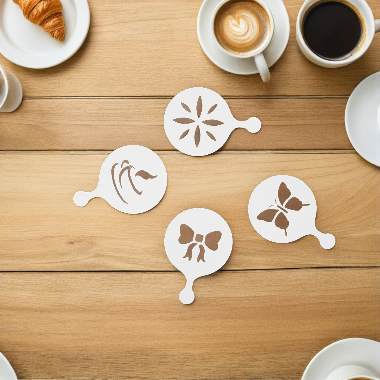 8Pcs Coffee Latte Art Stencils - Coffee Stencil Art 评论和价格