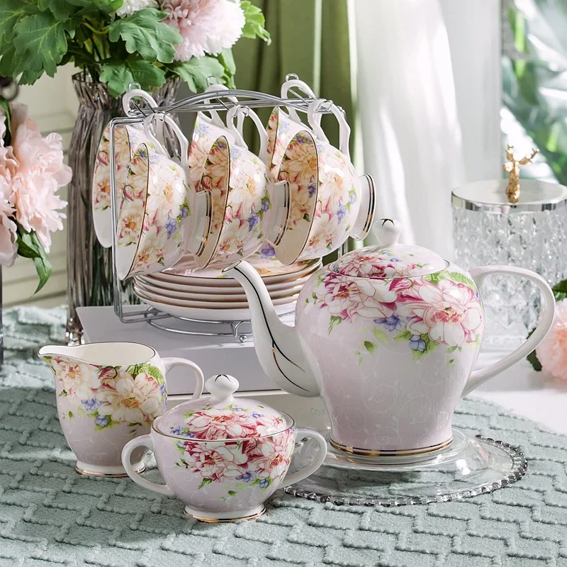 Pink Blue Flower Bone china Co - Coffee Tea Creamer 评论和价格