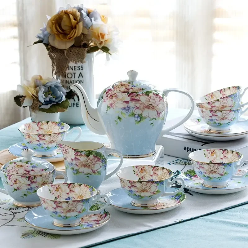 Pink Blue Flower Bone china Co - Coffee Tea Creamer 评论和价格