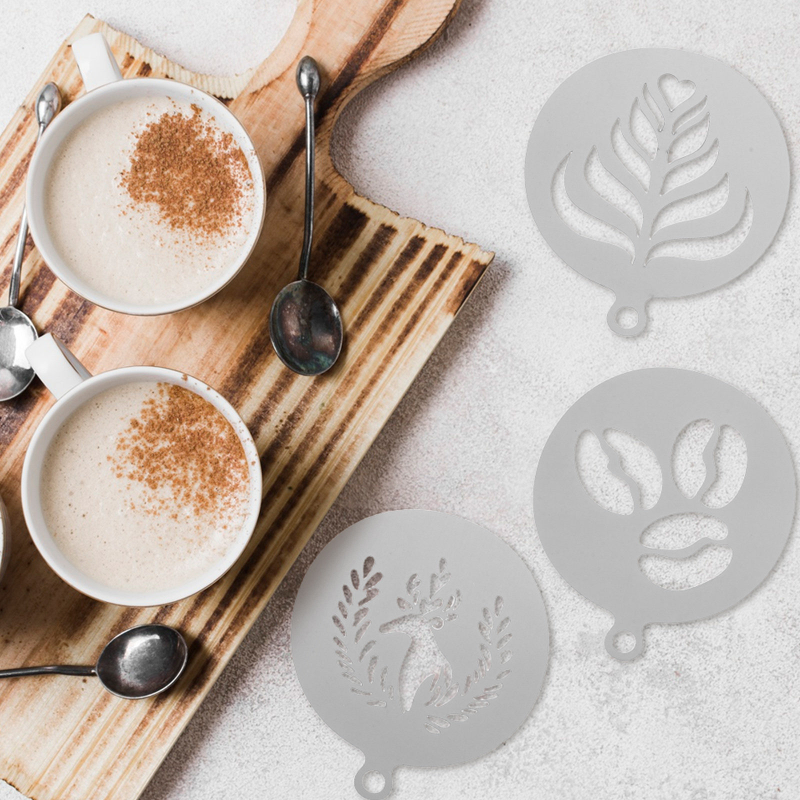 4Pcs Premium Stainless Steel C - Coffee Stencil Art 评论和价格