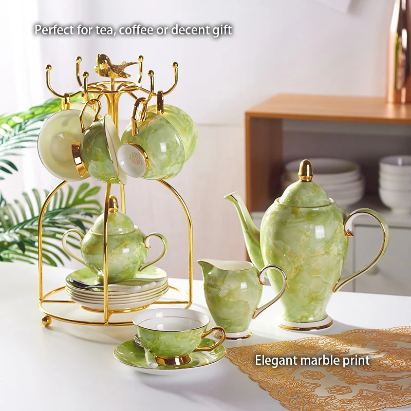 Marble Bone China Coffee Set M - Coffee Tea Creamer 评论和价格