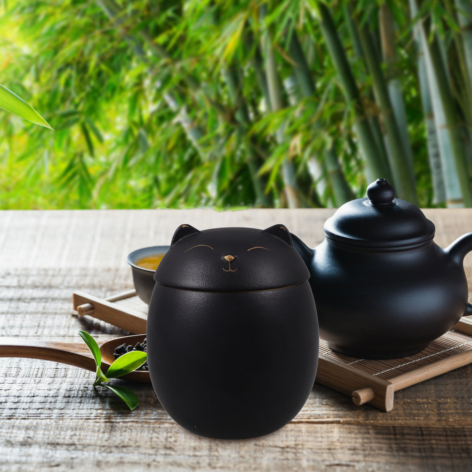 Ceramic Cat Shaped Airtight Te - Coffee Tea Bean Leaf 评论和价格