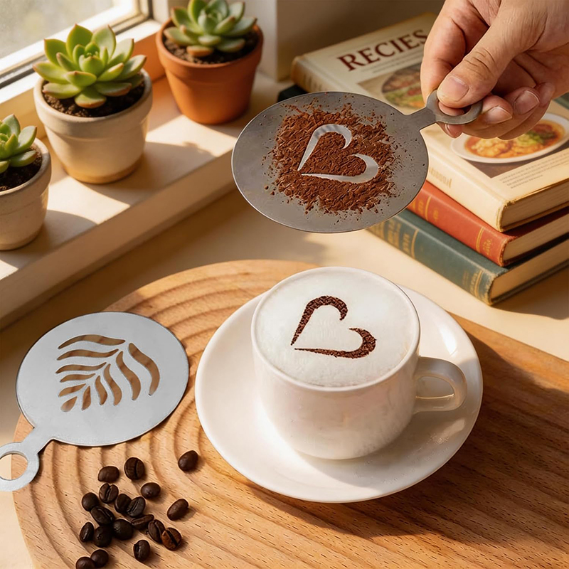 4 Pcs Stainless Steel Coffee S - Coffee Stencil Art 评论和价格