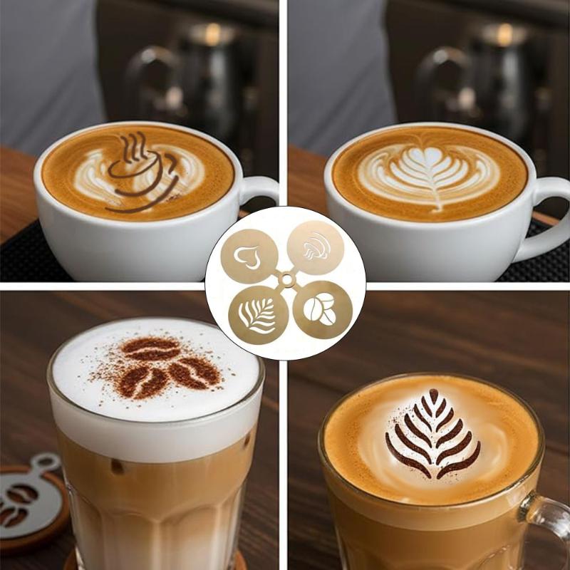 4Pcs/Set Stainless Steel Coffe - Coffee Stencil Art 评论和价格