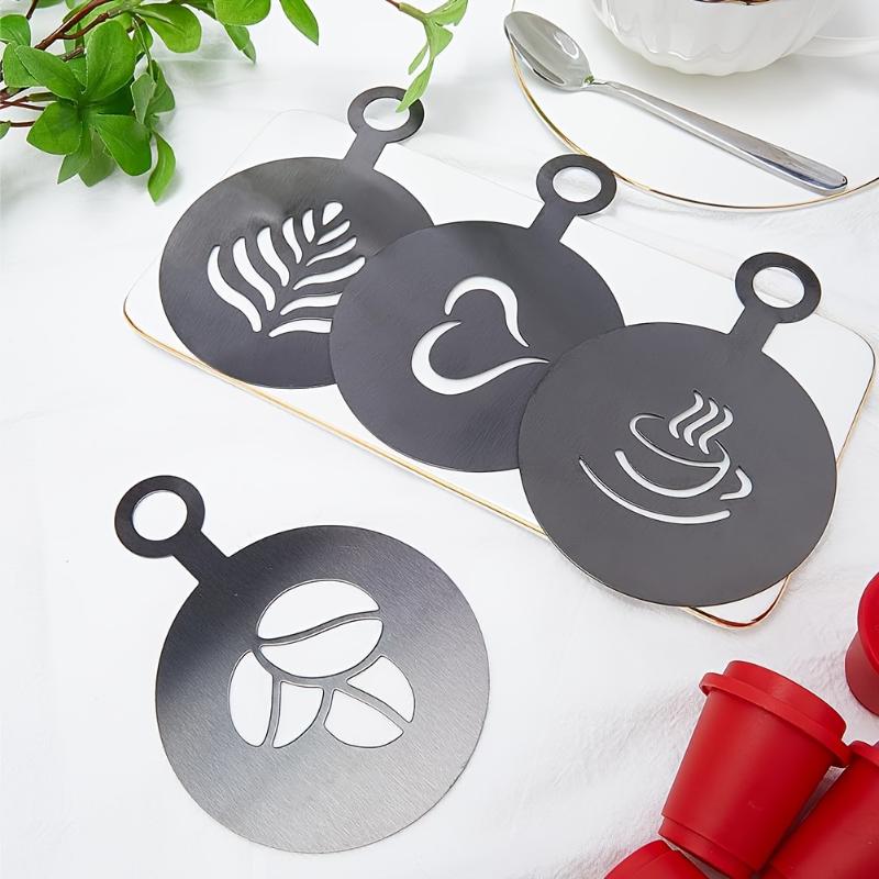 4Pcs/Set Stainless Steel Coffe - Coffee Stencil Art 评论和价格