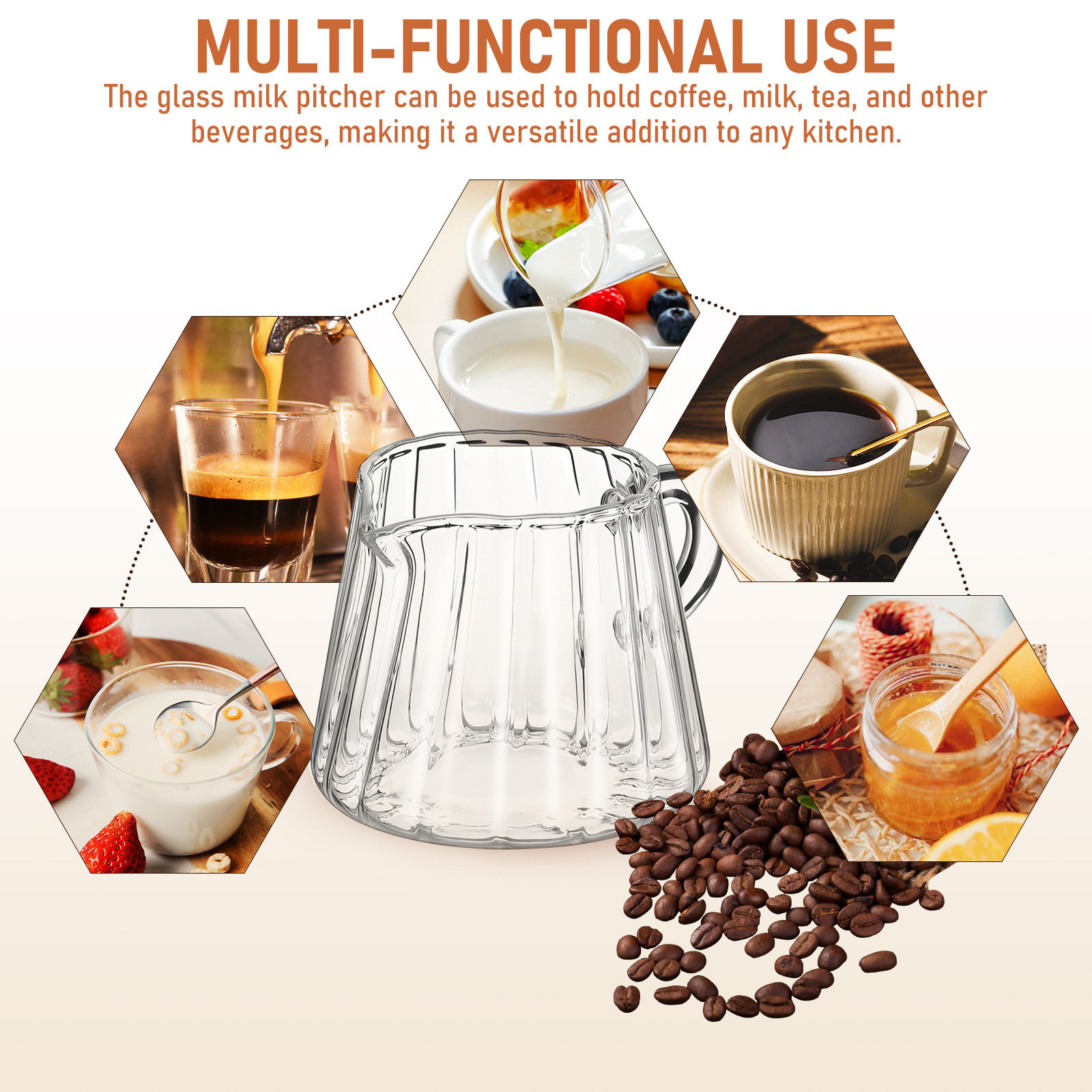 Glass Creamer Pitcher Sturdy M - Coffee Tea Creamer 评论和价格