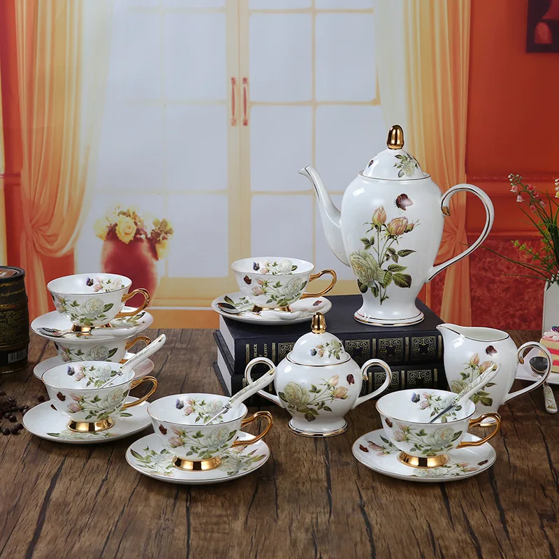 Bone China Coffee Set Camellia - Coffee Tea Creamer 评论和价格