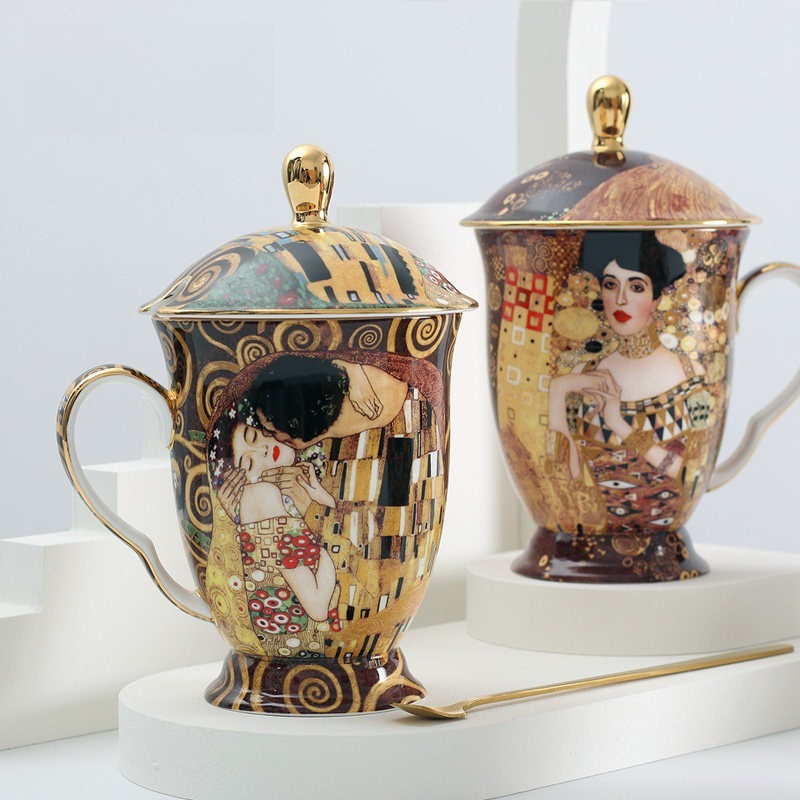 European Ceramic Mug with Lid  - Coffee Tea Chocolate 评论和价格