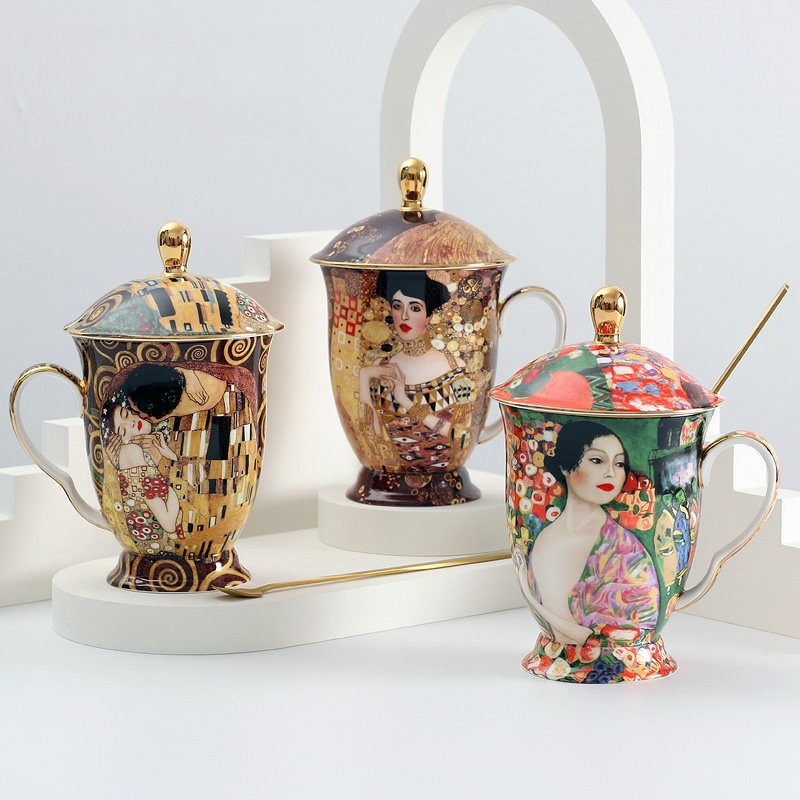 European Ceramic Mug with Lid  - Coffee Tea Chocolate 评论和价格