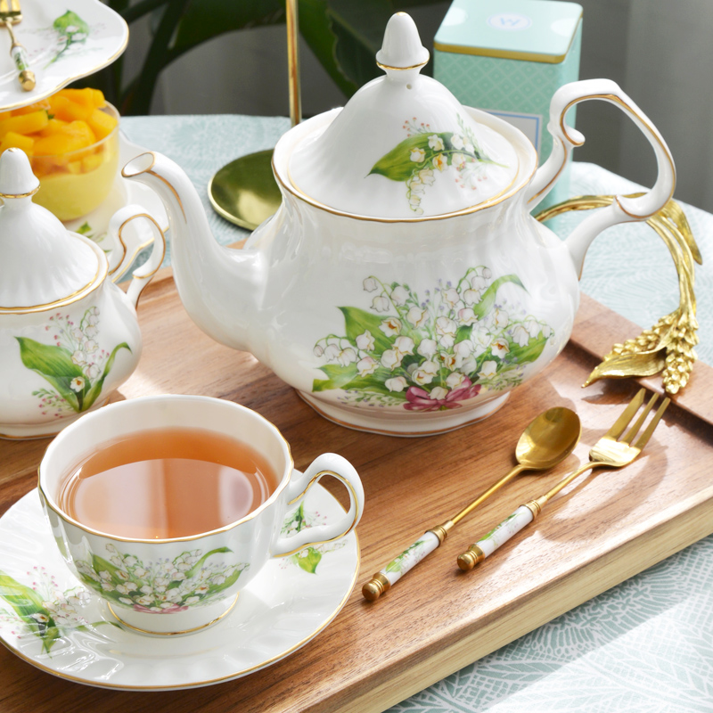 Tea Cup Saucers Lily Valley Se - Coffee Tea Creamer 评论和价格