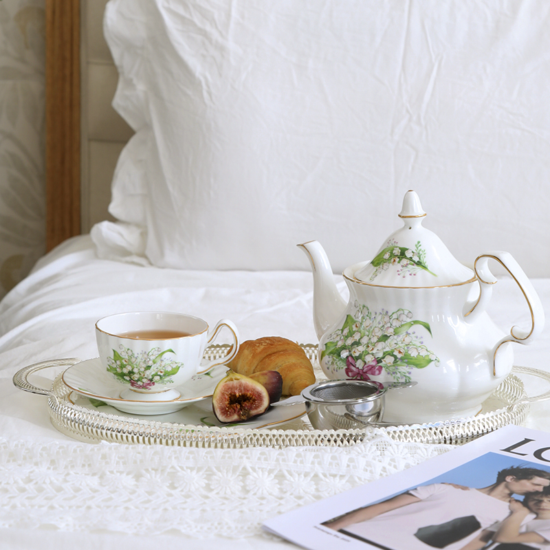 Tea Cup Saucers Lily Valley Se - Coffee Tea Creamer 评论和价格