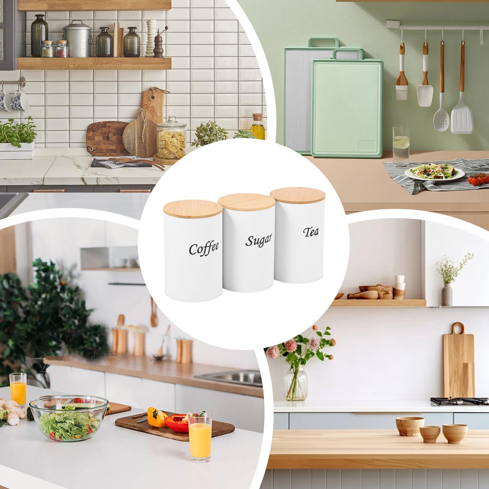 Tea Canister 3 Pieces 1200ml L - Coffee Tea Creamer 评论和价格