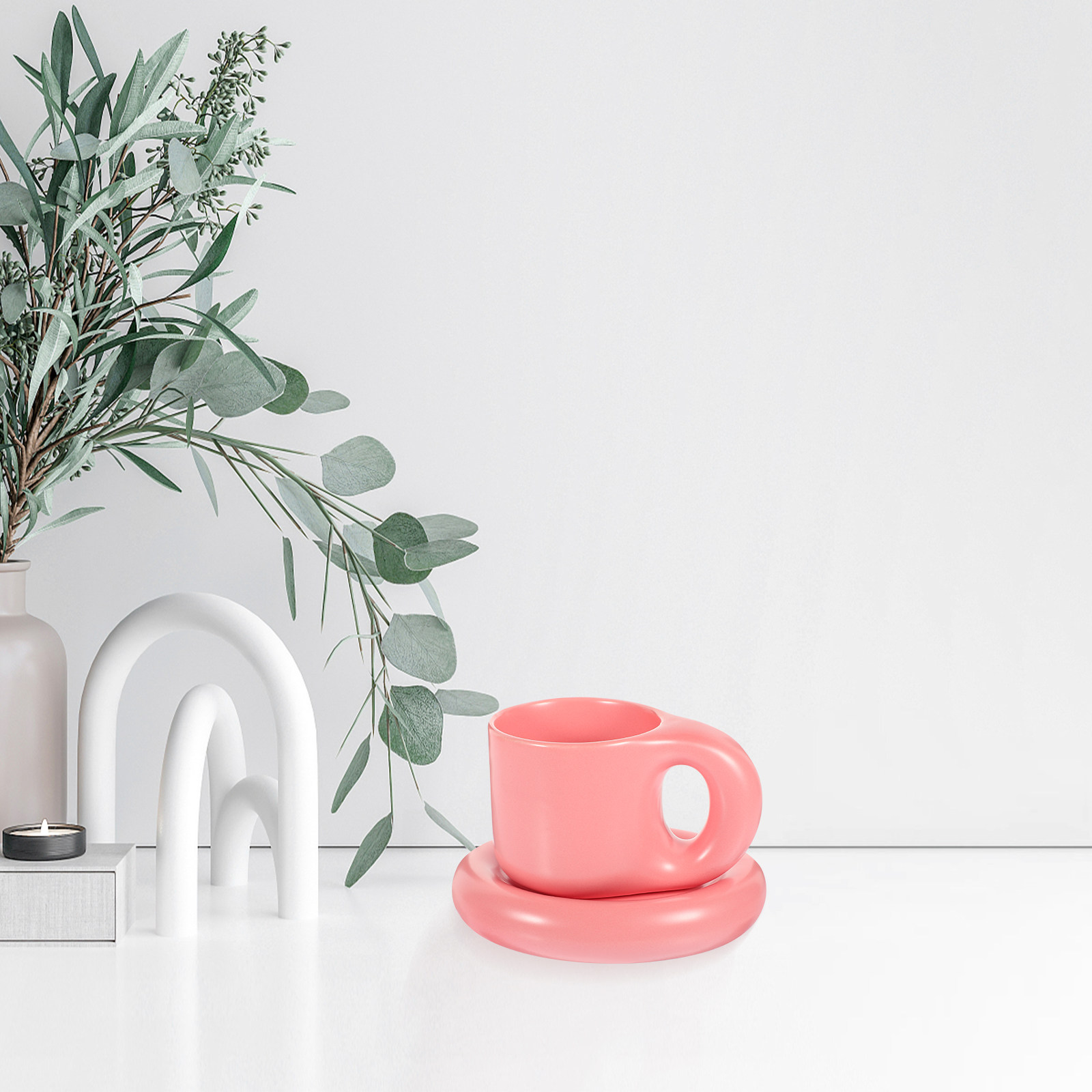 Ceramic Coffee Cup Set with Sa - Coffee Tea Chocolate 评论和价格