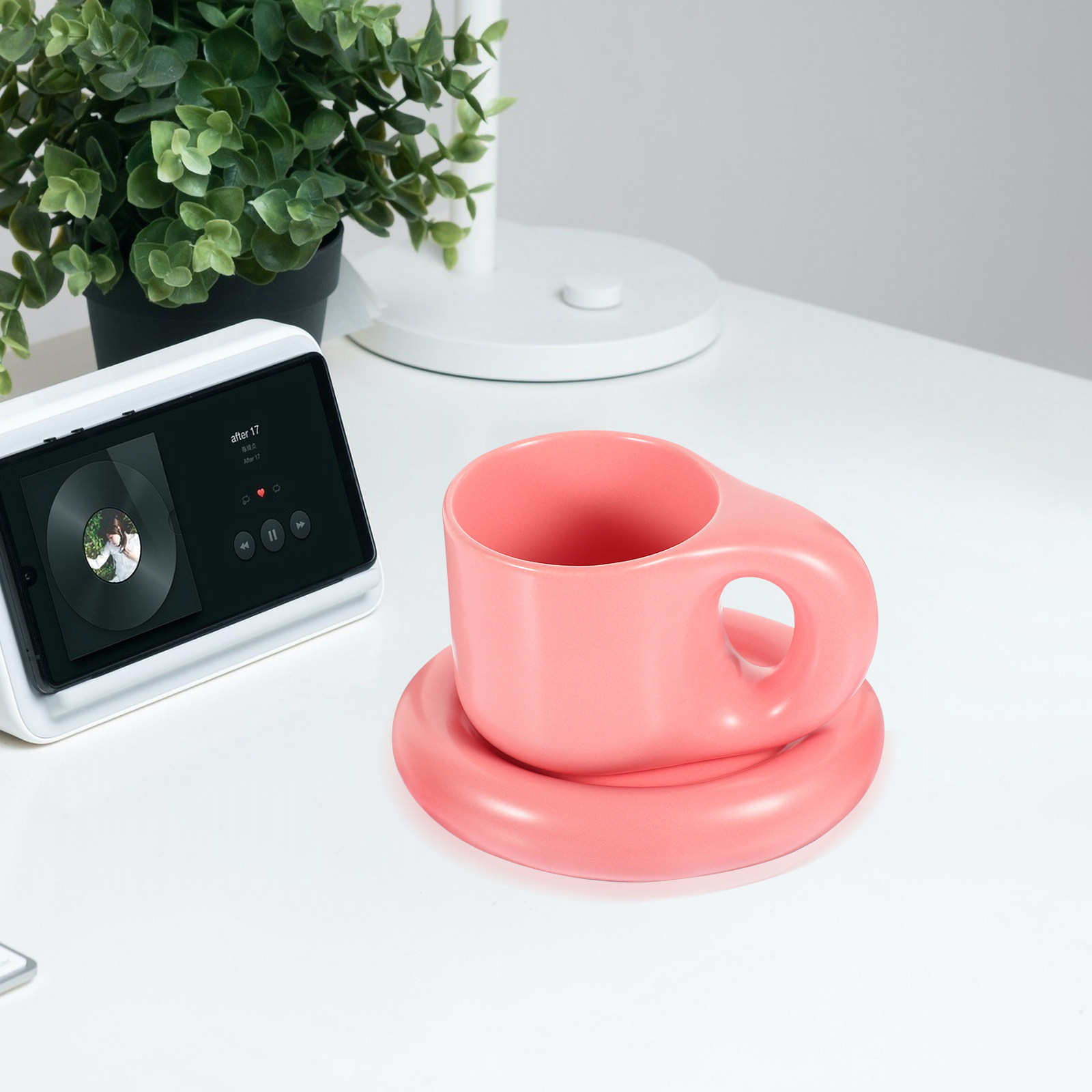 Ceramic Coffee Cup Set with Sa - Coffee Tea Chocolate 评论和价格