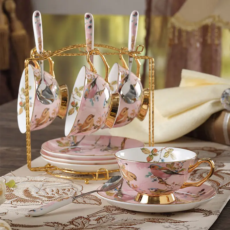 Bone china Coffee Cup Set Pink - Coffee Tea Creamer 评论和价格