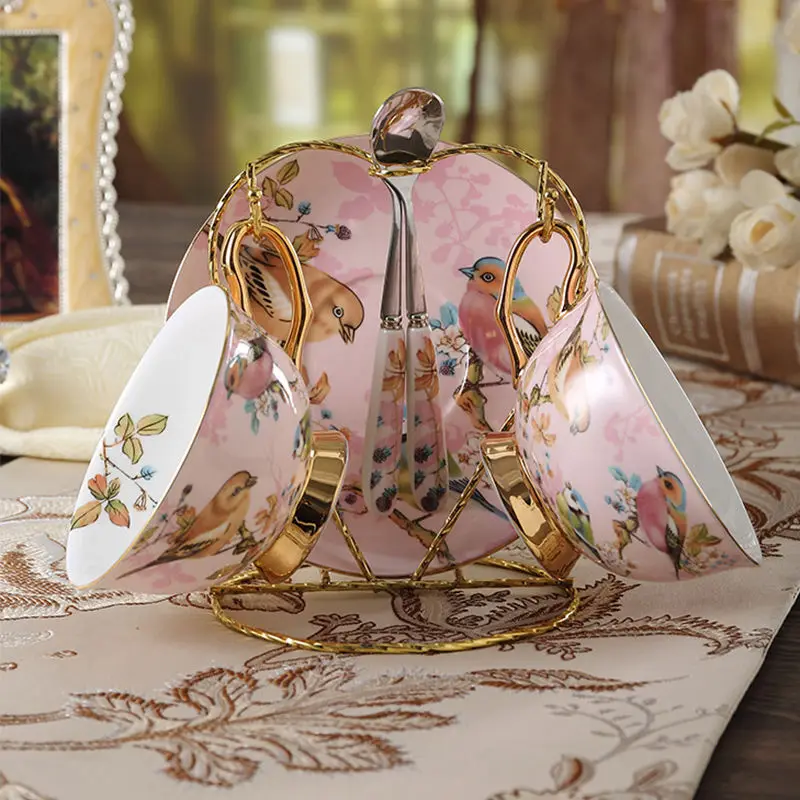 Bone china Coffee Cup Set Pink - Coffee Tea Creamer 评论和价格