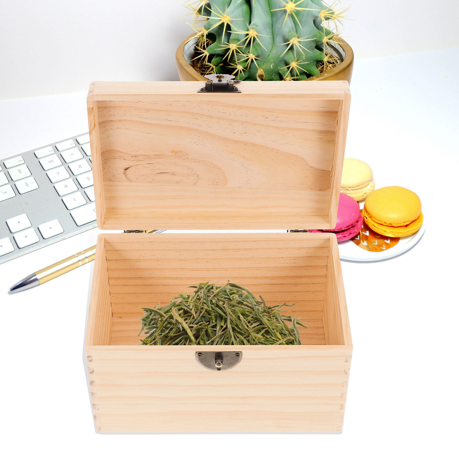 Sturdy Pine Wood Tea Box Stora - Coffee Tea Bean Leaf 评论和价格